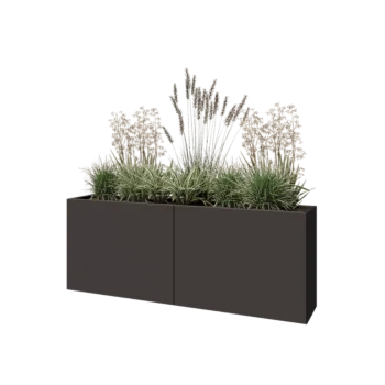 Ocelový květináč XXL - Obdélník - 160 x 30 x 60 cm - RAL7016 matný (antracitově šedá) - Se základovou deskou