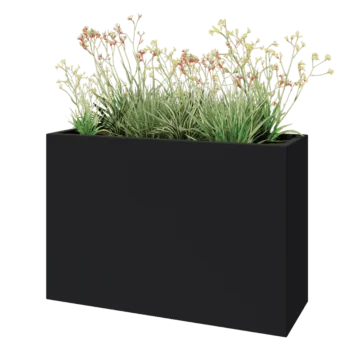Sklolaminátový květináč - Obdélník - 120 x 40 x 80 cm - RAL 7021 matná (černá šedá) - Se dnem