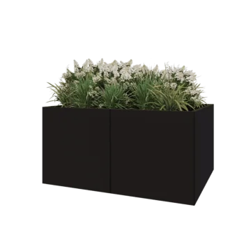 Ocelový květináč XXL - Obdélník - 160 x 120 x 80 cm - RAL9005 matný (černý) - Se základovou deskou
