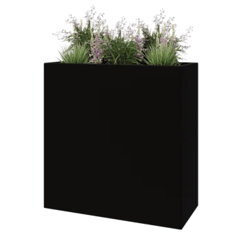 Sklolaminátový květináč - Obdélník - 100 x 40 x 100 cm - RAL9005 matná (černá) - Se dnem