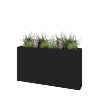 Sklolaminátový květináč - Obdélník - 150 x 25 x 80 cm - RAL 7021 matná (černá šedá) - Se dnem
