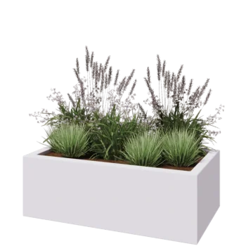 Sklolaminátový květináč - Obdélník - 120 x 60 x 40 cm - RAL9010 matná (bílá) - Se dnem