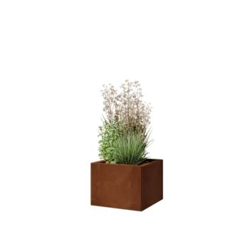 Květináč z cortenové oceli - Čtverec - 40 x 40 x 30 cm - Se základovou deskou