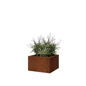 Květináč z cortenové oceli - Čtverec - 50 x 50 x 30 cm - Se základovou deskou