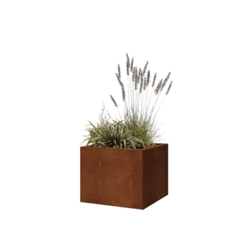 Květináč z cortenové oceli - Čtverec - 50 x 50 x 40 cm - Se základovou deskou