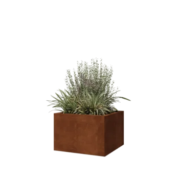 Květináč z cortenové oceli - Čtverec - 60 x 60 x 40 cm - Se základovou deskou