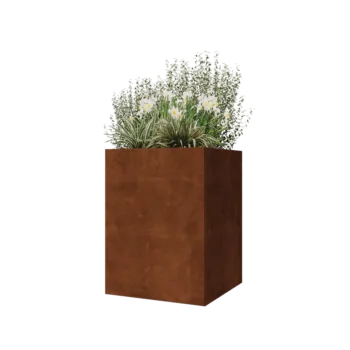 Květináč z cortenové oceli - Čtverec - 60 x 60 x 80 cm - Se základovou deskou