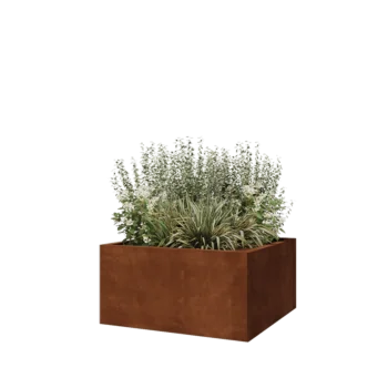 Květináč z cortenové oceli - Čtverec - 80 x 80 x 40 cm - Se základovou deskou
