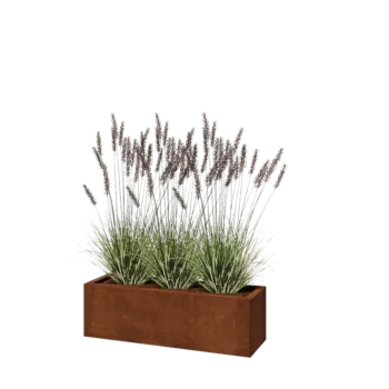 Květináč z cortenové oceli - Obdélník - 100 x 30 x 30 cm - Se základovou deskou