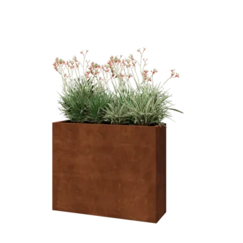 Květináč z cortenové oceli - Obdélník - 100 x 30 x 80 cm - Se základovou deskou