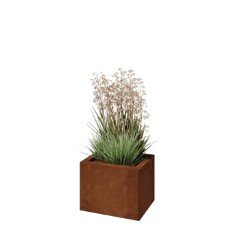 Květináč z cortenové oceli - Obdélník - 40 x 30 x 30 cm - Se základovou deskou