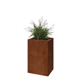 Květináč z cortenové oceli - Obdélník - 40 x 30 x 60 cm - Se základovou deskou