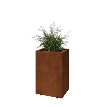 Květináč z cortenové oceli - Obdélník - 40 x 30 x 60 cm - Se základovou deskou - S nohami