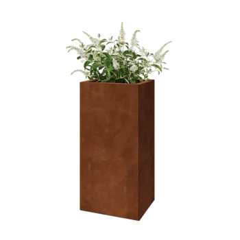 Květináč z cortenové oceli - Obdélník - 40 x 30 x 80 cm - Se základovou deskou