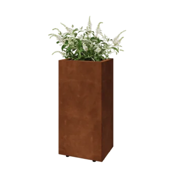 Květináč z cortenové oceli - Obdélník - 40 x 30 x 80 cm - Se základovou deskou - S nohami