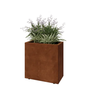Květináč z cortenové oceli - Obdélník - 60 x 30 x 60 cm - Se základovou deskou - S nohami