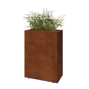 Květináč z cortenové oceli - Obdélník - 60 x 30 x 80 cm - Se základovou deskou - S nohami