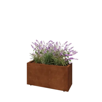 Květináč z cortenové oceli - Obdélník - 80 x 30 x 40 cm - Se základovou deskou - S nohami