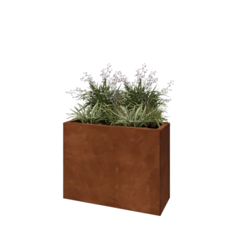 Květináč z cortenové oceli - Obdélník - 80 x 30 x 60 cm - Se základovou deskou