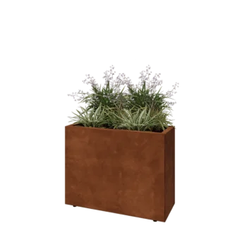 Květináč z cortenové oceli - Obdélník - 80 x 30 x 60 cm - Se základovou deskou - S nohami