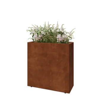 Květináč z cortenové oceli - Obdélník - 80 x 30 x 80 cm - Se základovou deskou - S nohami
