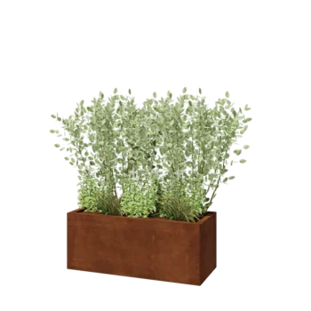 Květináč z cortenové oceli - Obdélník - 100 x 40 x 40 cm - Se základovou deskou