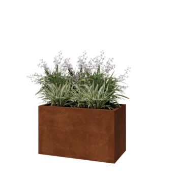 Květináč z cortenové oceli - Obdélník - 100 x 50 x 60 cm - Se základovou deskou