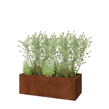 Květináč z cortenové oceli - Obdélník - 120 x 50 x 40 cm - Se základovou deskou