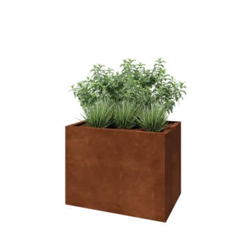 Květináč z cortenové oceli - Obdélník - 80 x 50 x 60 cm - Se základovou deskou