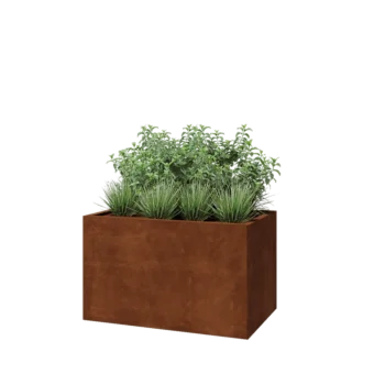 Květináč z cortenové oceli - Obdélník - 100 x 60 x 60 cm - Se základovou deskou