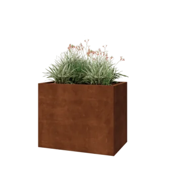 Květináč z cortenové oceli - Obdélník - 100 x 60 x 80 cm - Se základovou deskou