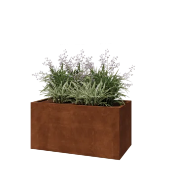 Květináč z cortenové oceli - Obdélník - 120 x 60 x 60 cm - Se základovou deskou