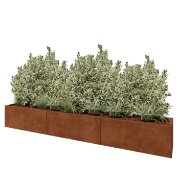 Květináč z cortenové oceli XXL - Obdélník - 300 x 40 x 40 cm - Se základovou deskou