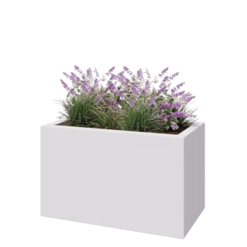 Sklolaminátový květináč - Obdélník - 100 x 50 x 60 cm - RAL9010 matná (bílá) - Se dnem