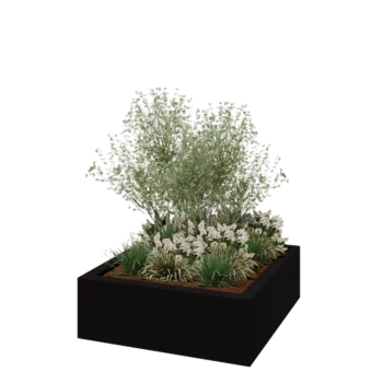 Sklolaminátový květináč - Čtverec - 120 x 120 x 40 cm - RAL9005 matná (černá) - Se dnem