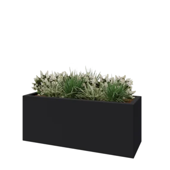 Sklolaminátový květináč - Obdélník - 150 x 50 x 60 cm - RAL 7021 matná (černá šedá) - Se dnem