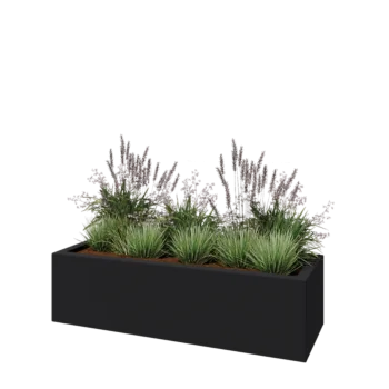 Sklolaminátový květináč - Obdélník - 150 x 50 x 40 cm - RAL 7021 matná (černá šedá) - Se dnem