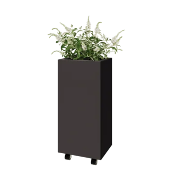 Ocelový květináč - Obdélník - 40 x 30 x 80 cm - RAL7016 matný (antracitově šedá) - Se základovou deskou - S kolečky