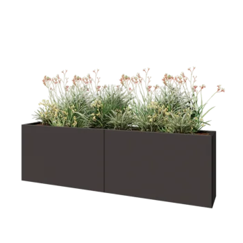 Ocelový květináč XXL - Obdélník - 200 x 30 x 60 cm - jiná barva RAL - Se základovou deskou