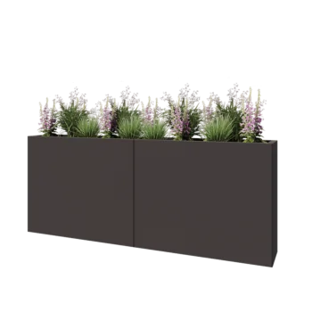 Ocelový květináč XXL - Obdélník - 200 x 30 x 80 cm - jiná barva RAL - Se základovou deskou