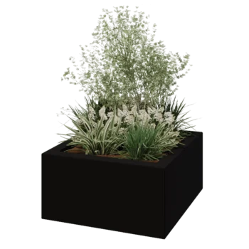 Sklolaminátový květináč - Čtverec - 80 x 80 x 40 cm - RAL9005 matná (černá) - Se dnem