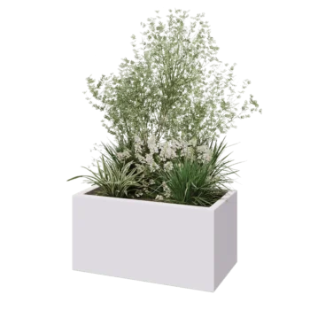 Sklolaminátový květináč - Obdélník - 80 x 40 x 40 cm - RAL9010 matná (bílá) - Se dnem
