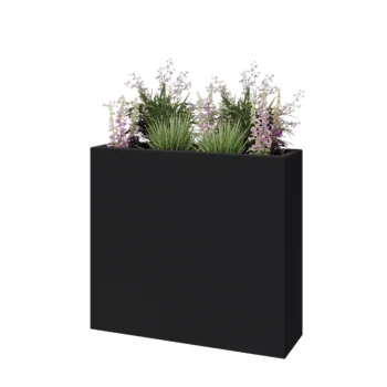 Sklolaminátový květináč - Obdélník - 90 x 25 x 80 cm - RAL 7021 matná (černá šedá) - Se dnem