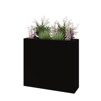 Sklolaminátový květináč - Obdélník - 90 x 25 x 80 cm - RAL9005 matná (černá) - Se dnem