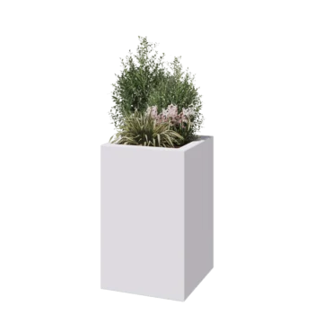 Sklolaminátový květináč - Čtverec - 50 x 50 x 80 cm - RAL9010 matná (bílá) - Se dnem