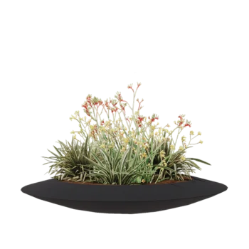 Sklolaminátový květináč - Mísa - Ø 120 x 20 cm - RAL 7021 matná (černá šedá) - Se dnem