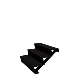 Zahradní schody z oceli - 3-stupně - 72 x 100 x 51 cm - RAL9005 matný (černý)