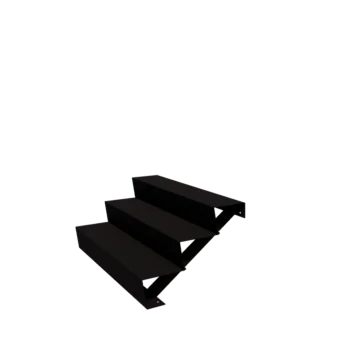 Zahradní schody z oceli - 3-stupně - 72 x 120 x 51 cm - RAL9005 matný (černý)