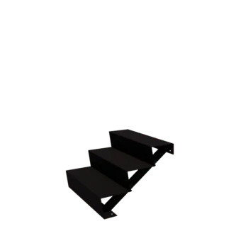 Zahradní schody z oceli - 3-stupně - 72 x 80 x 51 cm - RAL9005 matný (černý)